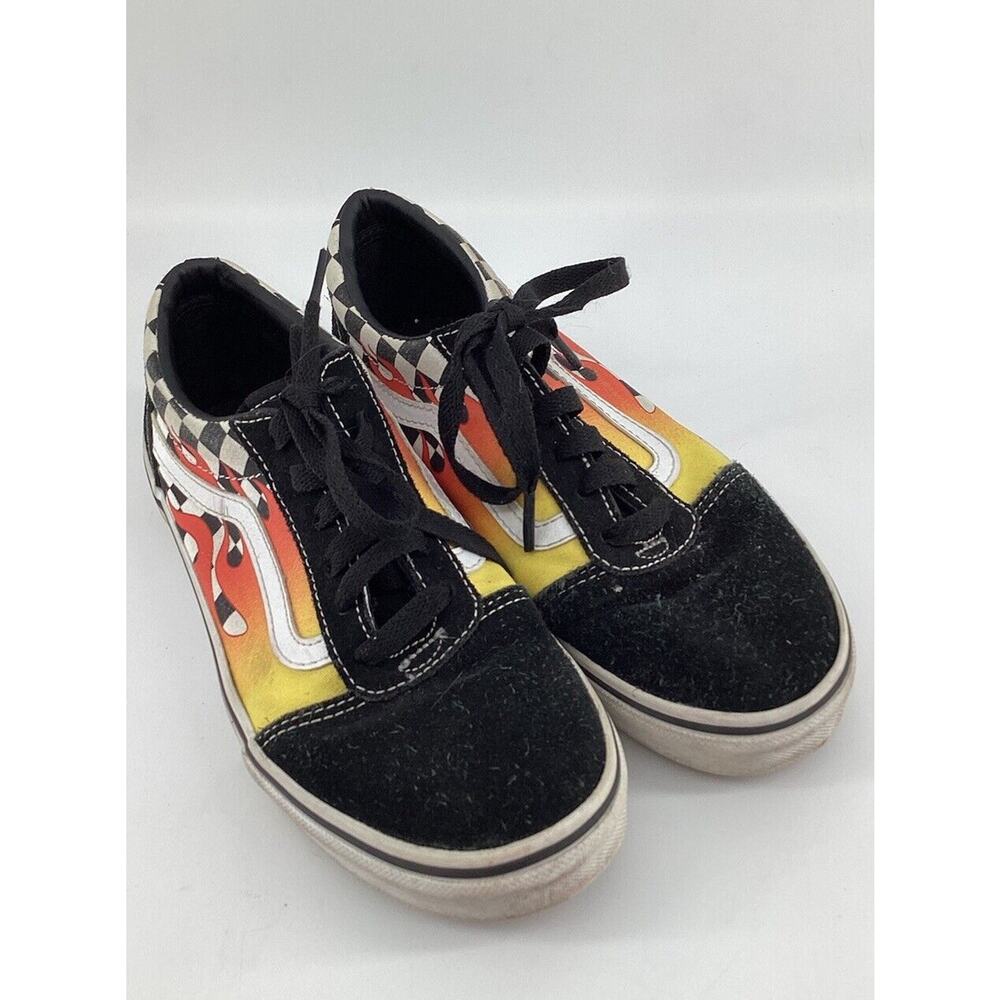 Vans Old Skool Flames Shoes Off The Wall Black Kids Size 4 Youth